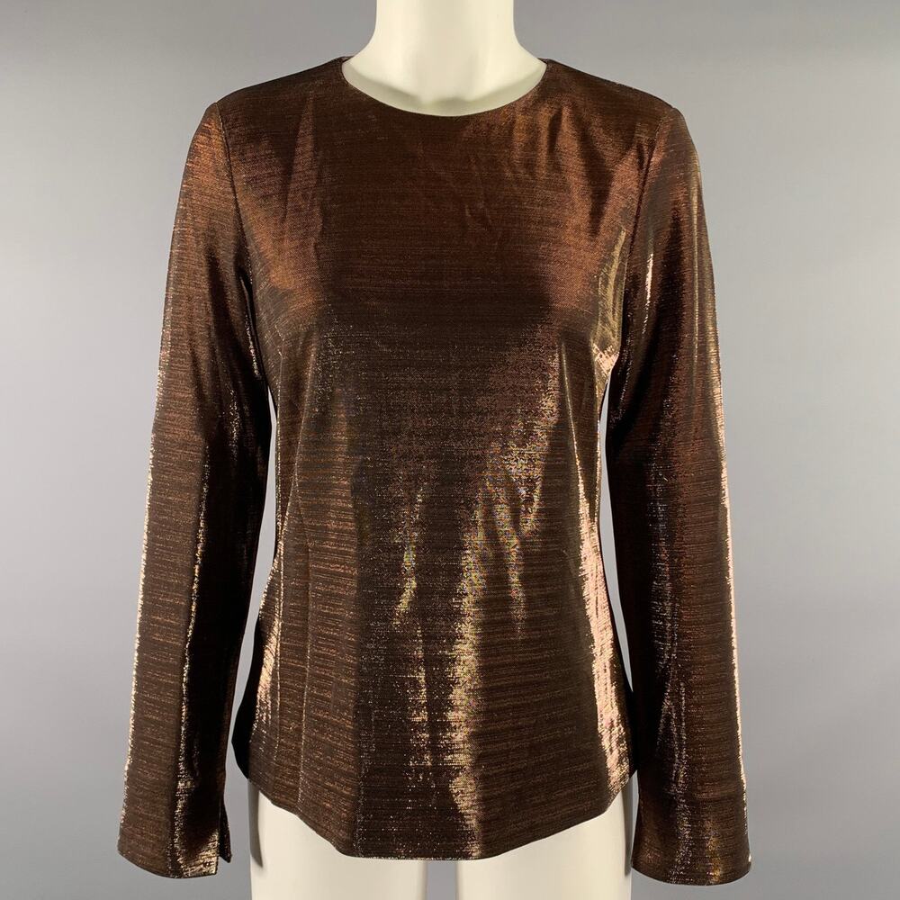 JIGSAW Size 6 Rust Metallic Viscose Blend Dress Top